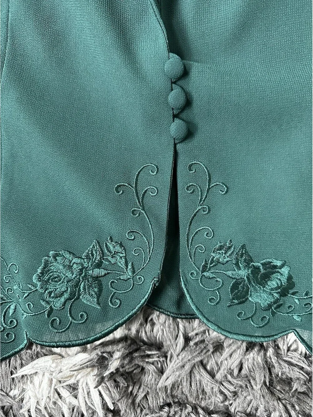 NWT Plaza South Green Blazer Jacket Womens 18 Embroidered Floral Edge 2000s